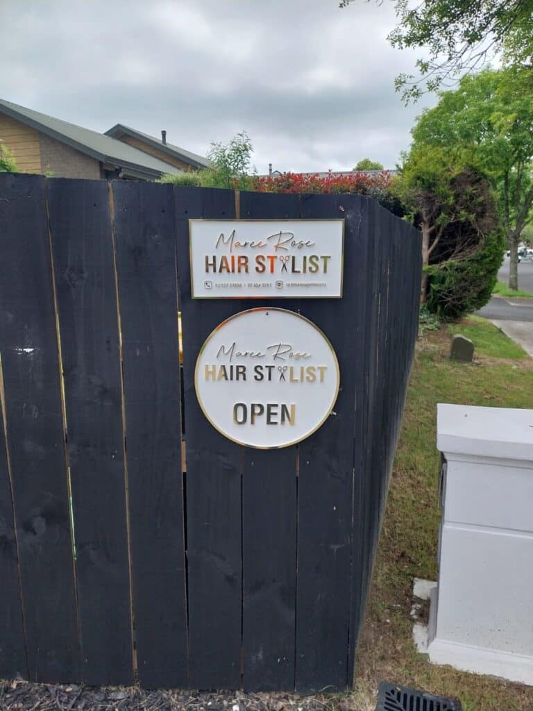 hair stylist fence signs